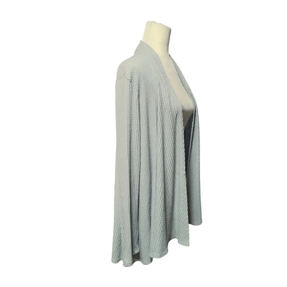 Sinuous Gray Waffle Knit Cardigan Open Front Cozy Layer Made‎ in USA Size Medium